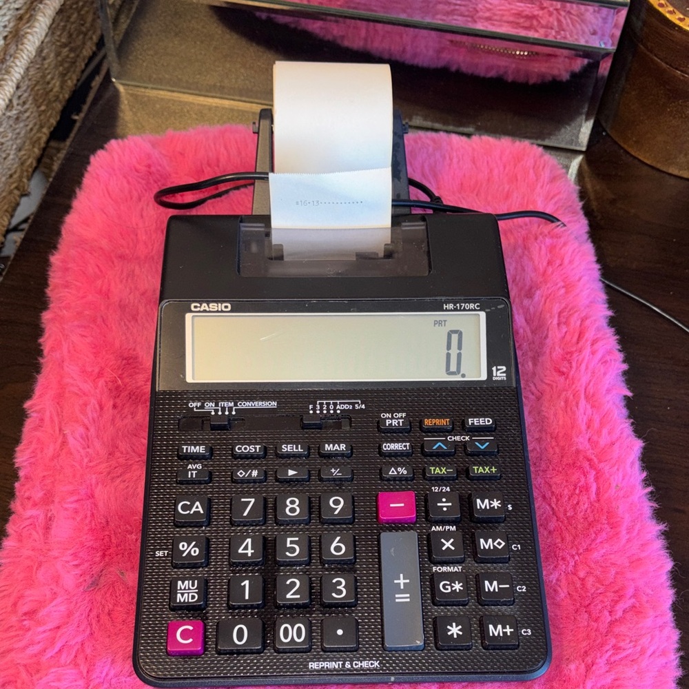 EUC Casio HR-170RC, a 12-digit desktop printing calculator.